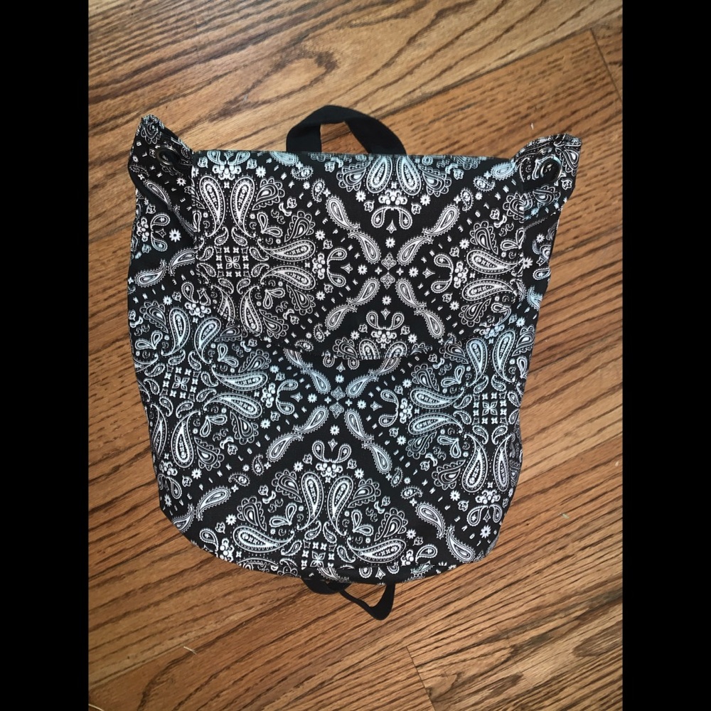 Black and white bandana print backpack